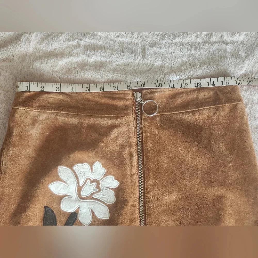 INC 100% Leather Floral Zip Skirt Sz‎ 6 - Picture 5 of 6